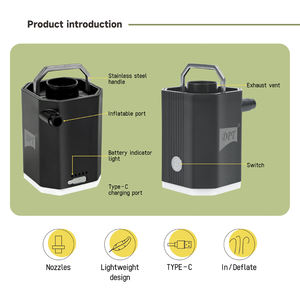 משאבת אוויר חשמלית ניידת 5V 1A עם פנס קמפינג, משאבת אוויר מיני נטענת USB עם סוללה למוצרים מתנפחים - Product Image 5
