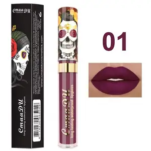 Batom Maquiagem Líquida Impermeável 6 Cor Matte Metal Pearlescent Crânio Único Lip Gloss Batom