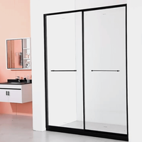 Kamar mandi kaca bening mewah, layar Pancuran pintu kamar mandi geser dua lipat Modern Tempered lurus dengan bingkai Aluminium