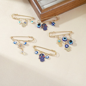 Broche Vintage de Liga Banhado a Ouro com Olho e Mão de <span class=keywords><strong>Hamsa</strong></span>, Acessório Multifuncional Feminino para Calças com Concha Marinha, Não Oxida - Product Image 5
