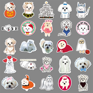 50 Adesivi Graffiti Cane Maltese, Simpatici Adesivi in Vinile a Cartone Animato per Cuccioli Maltesi, per la Decorazione di Laptop e Borracce per Amanti degli Animali Domestici - Product Image 5
