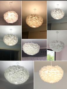 Đèn thả lông vũ Bắc Âu sáng tạo, đèn treo cổ tích, đèn lông ngỗng, đèn chùm phòng ngủ, phòng ăn, đèn thả trần nhà kiểu loft - Product Image 6