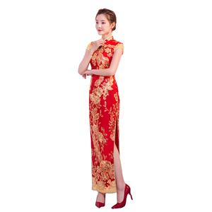Nuovo all'ingrosso estate Cheongsam lungo sottile abito da sposa Toast per la sposa tradizionale abbigliamento cinese - Product Image 5