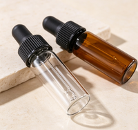Flacons compte-gouttes en verre transparent de 1 ml à 10 ml pour solutions concentrées, mini-flacons d'échantillons d'huiles essentielles et de sérums