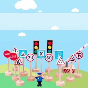 16 bambini pz/set segnale stradale in legno segnali stradali gioco Montessori educativo strada di apprendimento della vita giocattoli per bambini - Product Image 4