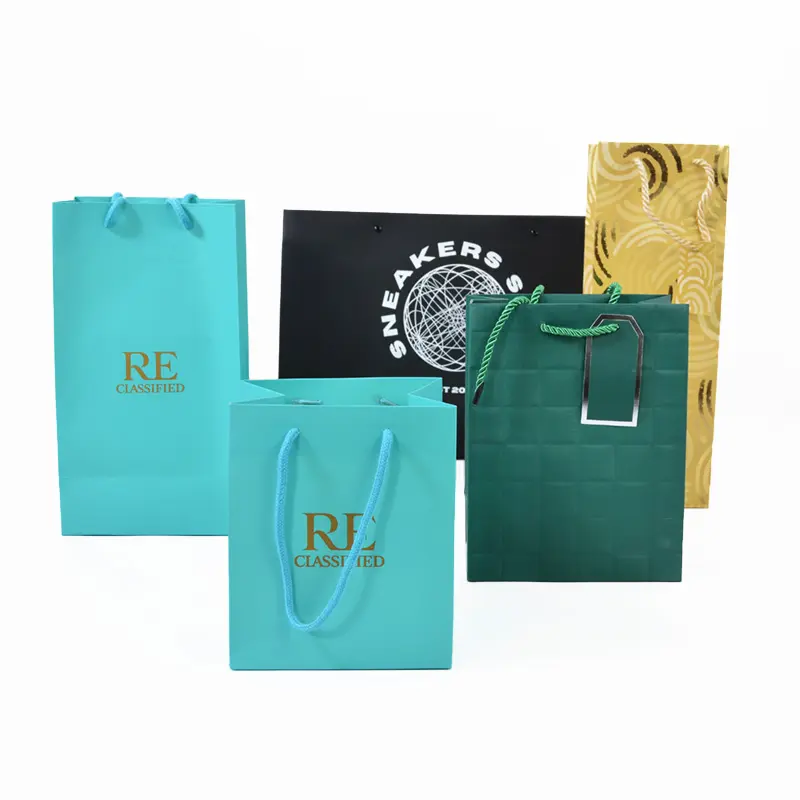 Wholesale Custom Logo Printed Luxury Kraft Retail Papers tote bags Shopping Bag Paper Gift Bags With Handles and ribbon Close