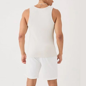 YITE vendita all'ingrosso di T-shirt da uomo con costine strette da palestra canottiera di alta qualità cotone 100% Boxy Fit senza maniche per gli uomini - Product Image 3