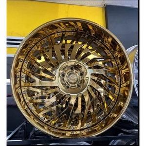 Cerchio in Lega di Alluminio Forgiato Personalizzato ad Alte Prestazioni, 22-28 Pollici, 2 Pezzi, Faccia Dorata, Bordi Cromati, Design Concavo Lucidato per Impala - Product Image 3