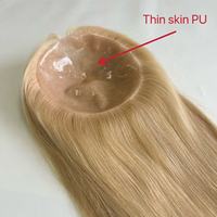 Extensiones de Cabello Humano de PU de 14 Pulgadas, Duraderas, con Nudos Finos, Tejidas a Mano, Totalmente Rubias, de Aspecto Natural, Cabello Virgen Chino para Mujeres