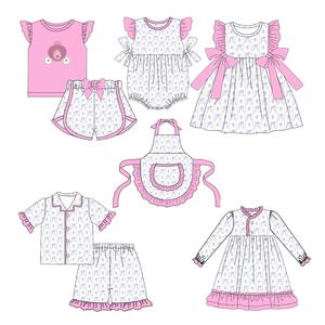 नए आगमन बुटीक बच्चों के कपड़े शिशु शिशु लड़कियों के लिए उड़ने वाली आस्तीन वाली शर्ट और छोटे कपड़े - Product Image 1