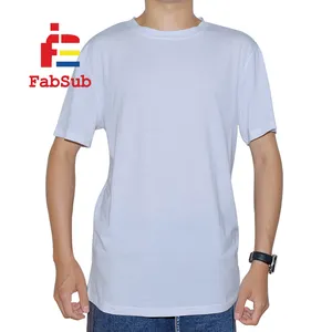 Sublimazione spazi personalizzati Unisex promozione T-Shirt tinta unita maglietta in poliestere cotone sensazione sublimazione camicia bianca