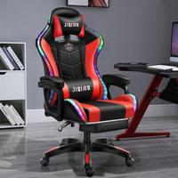 Chaise de bureau gamer moderne inclinable à 180° avec accoudoirs pivotants, logo personnalisé, LED, échantillon gratuit, en cuir PU rose, pour usage domestique