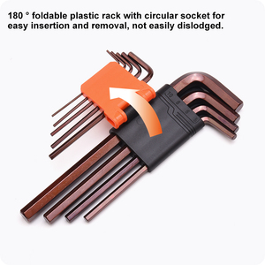 Chiave chiave a brugola indurita 9 pezzi cromato vanadio lunga Set chiave a brugola - Product Image 4