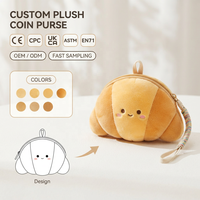 Porte-monnaie en peluche personnalisé mignon en forme de croissant, mini portefeuille, pochette pour écouteurs, petite pochette de maquillage Kawaii en peluche