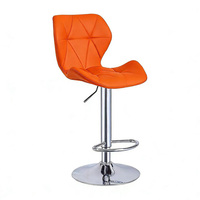 Tabouret de bar moderne réglable en cuir PU noir, pivotant avec dossier, base chromée et repose-pieds pour comptoir de cuisine, café, bar