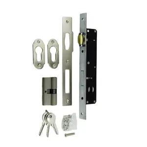 Juego de manijas de muesca de Stile estrecho 92Pz, placa trasera de tornillo de 210Mm, 240mm, negro, Upvc, bloqueo de puerta