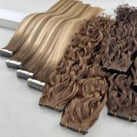Ekstensi Rambut Manusia 100% Virgin Remy Rusia Premium Invisible Genius Wefts Double Drawn Silky Straight Micro-Link Color