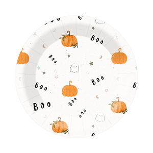 DAMAI Customized Dinnerware Set Serves 10 Guests Party Cute Halloween Boo and Pumpkin Tableware Set Paper Plates Cups Napkin - Product Image 4