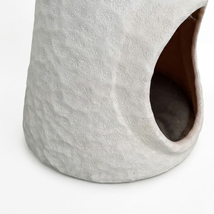 Textured White Mushroom Sculpture Cat Cave Modern Enclosed Cat <b>Bed</b> Soft Mat Living Room Decor Pet <b>House</b> - Product Image 5