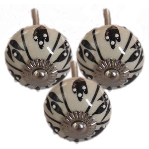 PARIJAT Handicrafts 10-Piece Set Hand Painted Black White Dotted Ceramic Door <b>Knobs</b> Drawer Pulls for <b>Furniture</b> <b>Handles</b> <b>Knobs</b> - Product Image 6