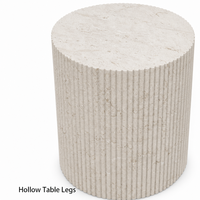 Table à manger ronde en pierre calcaire beige crème, table sur piétement en pierre naturelle avec base cannelée festonnée pour projet de villa moderne OEM