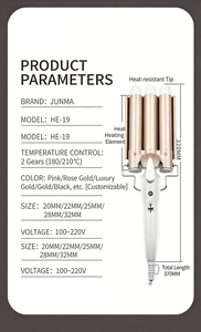 Rizador de Pelo de Tres Barriles, Rizador de Pelo con Ondas de Playa, PTC, Triple Barril, Doble Voltaje, Ondulador de Pelo - Product Image 3