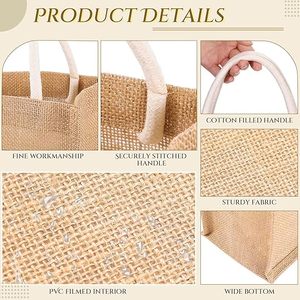 Wholesale Custom Printed Logo Burlap Shopping <strong>Bag</strong> Jute <strong>Tote</strong> <strong>Bag</strong> - Product Image 6