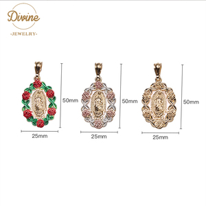 Pendentif Rose Vierge <span class=keywords><strong>Marie</strong></span> plaqué or 14 carats ChinaDivine, collier simple et élégant avec breloques Maria colorées, bijoux religieux - Product Image 2