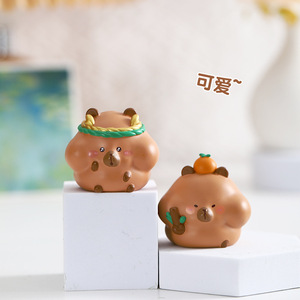 Capybara Resin Ornament Round Animal Shape Home Decoration Artistic Craft Gift for Birthday Christmas Valentine's Day - Product Image 3