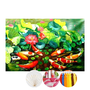 Grand tissu <span class=keywords><strong>Aida</strong></span> imprimé grand motif de poissons personnalisé bricolage broderie artisanat, point de croix et travaux d'aiguille pour adultes - Product Image 3