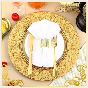 Assiettes de présentation en plastique argentées de luxe pour mariages et banquets, vente en gros - Product Image 6