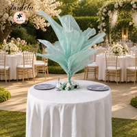 Centre de table haut ANNIELU en organza avec support métallique pour réception de mariage, banquet, fête d'anniversaire, décoration d'événements