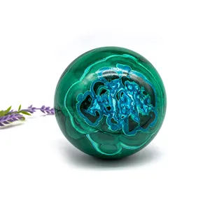 천연 chrysocolla 구체 광택 말라카이트 믹스 홈 장식용 녹색과 파란색 수정 구슬