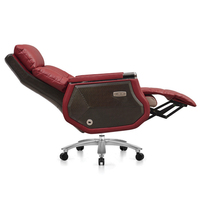 Fauteuil de bureau exécutif moderne de luxe en cuir véritable, inclinable, avec accoudoirs et appui-tête réglables en hauteur, idéal pour les bureaux à domicile et les chambres.