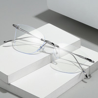 XPZ Nouvelles lunettes de myopie rétro sans monture de style coréen avec bordure dorée et protection anti-lumière bleue, pour hommes et femmes, personnalisables