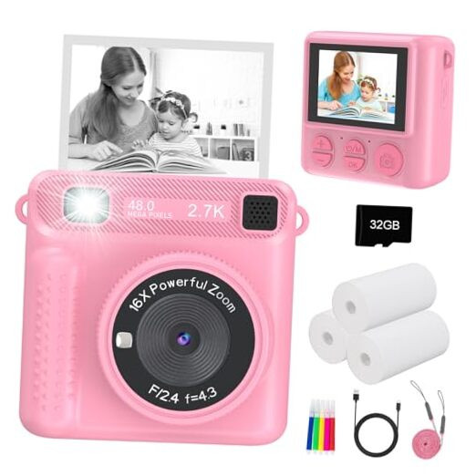Camara Instantanea OEM  Kids Digital Camera Toy 2.5 Inch HD Screen Photo Video Recording Instant Printing  Media MOS