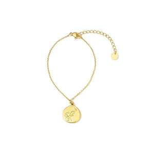 Bracciale con ciondoli in acciaio inossidabile placcato oro regolabile per donna, gioielli alla moda - Product Image 2