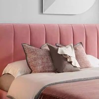 Cadre de lit en bois moderne de luxe en velours avec tissu king size tête de lit rose princesse fille lit double rembourré ensemble de chambre à coucher meubles