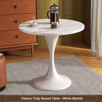 Table ronde Tulip, table basse à piétement unique, table à manger, base en acier carbone, robuste et stable pour restaurant, café, maison, bureau