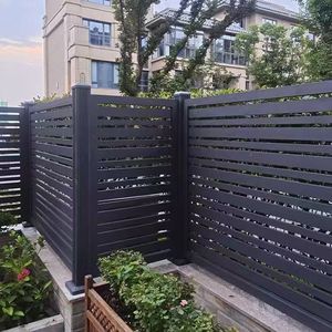 Panneau de clôture à lattes en <span class=keywords><strong>aluminium</strong></span> noir moderne Clôture horizontale durable à faible semi-intimité pour maisons métalliques Sources renouvelables - Product Image 5