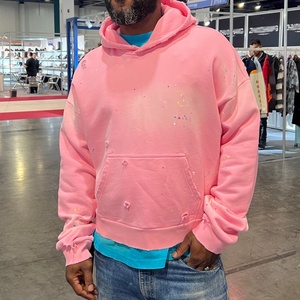 Sweat-shirt surdimensionné en coton 100% de haute qualité avec logo personnalisé imprimé à l'écran, style streetwear hip-hop vintage, strass et effet délavé à l'acide - Product Image 1