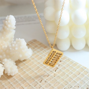 Dainty Stainless Steel <b>Choker</b> Necklace 18k Gold Plated Abacus Pendant Necklace - Product Image 2