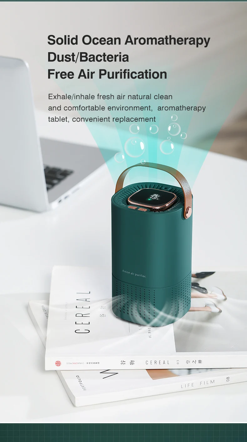 2022 new 2 in 1 smart digital USB cordless room table aroma negative ion anion ionizer car air purifier with HEPA H13 filter