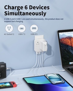 Regleta de Carga USB Blanca con Cables Retráctiles para Laptop, Tablet y Teléfono, Montable en Pared - Product Image 5