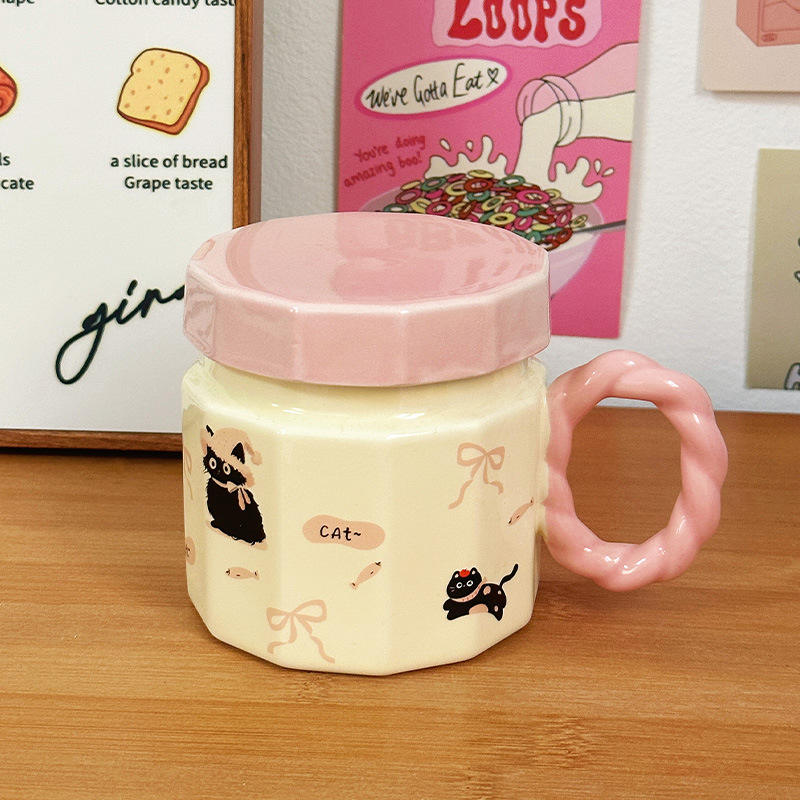 [Cup Lid] Pink Cat Cup