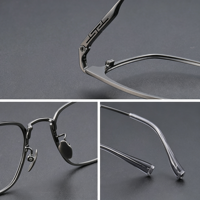 Monture de lunettes carrée en titane pour homme, légère, pour affaires, avec branches antidérapantes, pour verres correcteurs