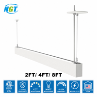 Luminaires linéaires suspendus NGT Strip 4FT 8FT 15W - 100W 3CCT, luminaire encastré, lampe suspendue, tube LED architectural, éclairage de plafond pour magasin