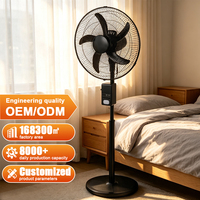 Ventilateur sur pied solaire rechargeable intelligent de 18 pouces avec refroidissement par air, puissance de sortie de 25 W et six vitesses de vent
