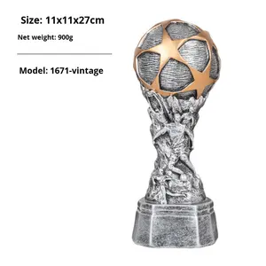 Trofeo de Fútbol <span class=keywords><strong>Serie</strong></span> Vintage, Modelo Decorativo, Figura Escultórica, Competición Universitaria, Deportes, Guante de Oro, Balón de Oro - Product Image 4