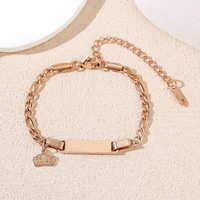 Bracelet barre gravable en acier inoxydable plaqué or 18 carats B28T, étanche, inaltérable, chaîne réglable, motif papillon et cœur, tendance pour enfants